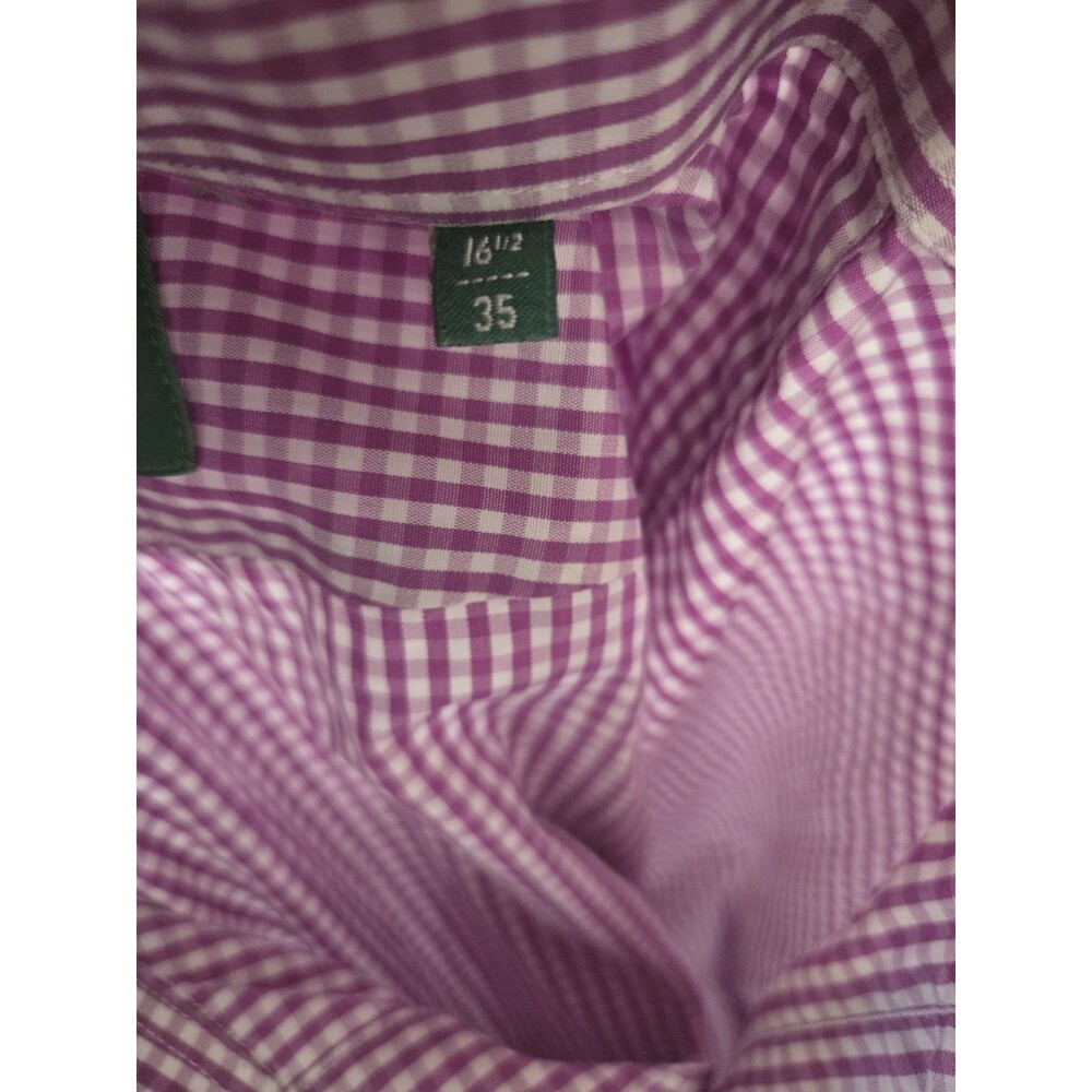 Sid Mashburn Mens Dress Shirt 16.5 35 Purple White Gingham Check Button Front - Picture 4 of 5